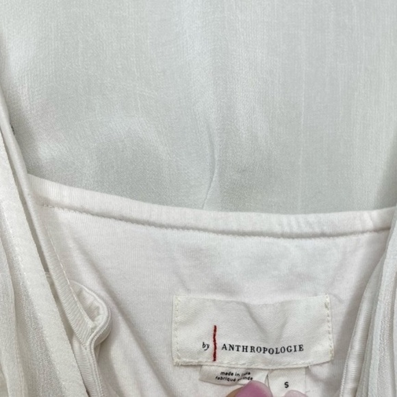 Anthropologie White Double Lined Long Sleeve Smocked Blouse Size Small - Picture 7 of 7